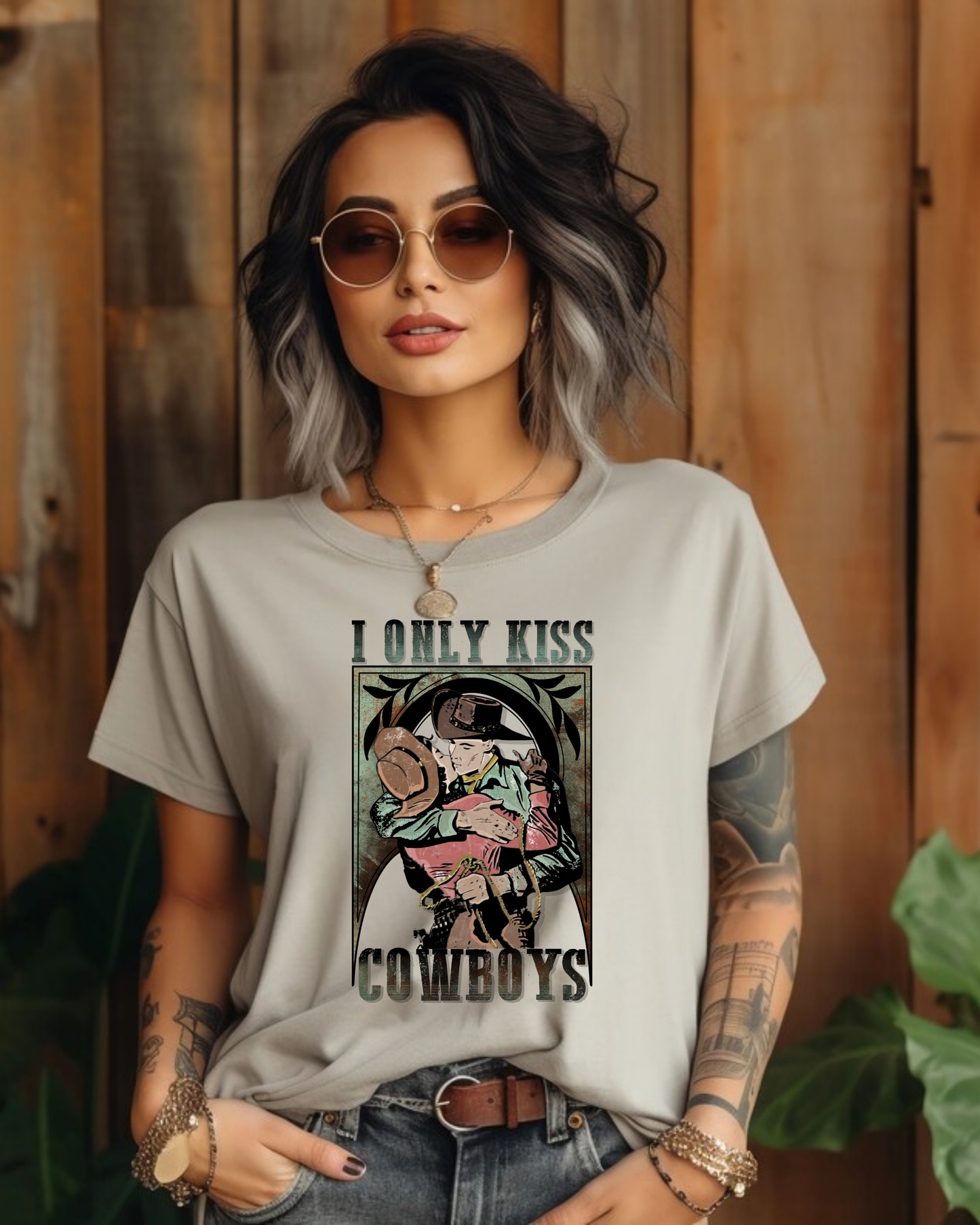Only kiss cowboys tshirt